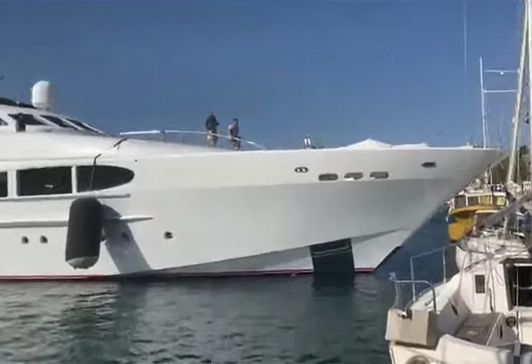 Out-of-Control Superyacht Crushes Yacht