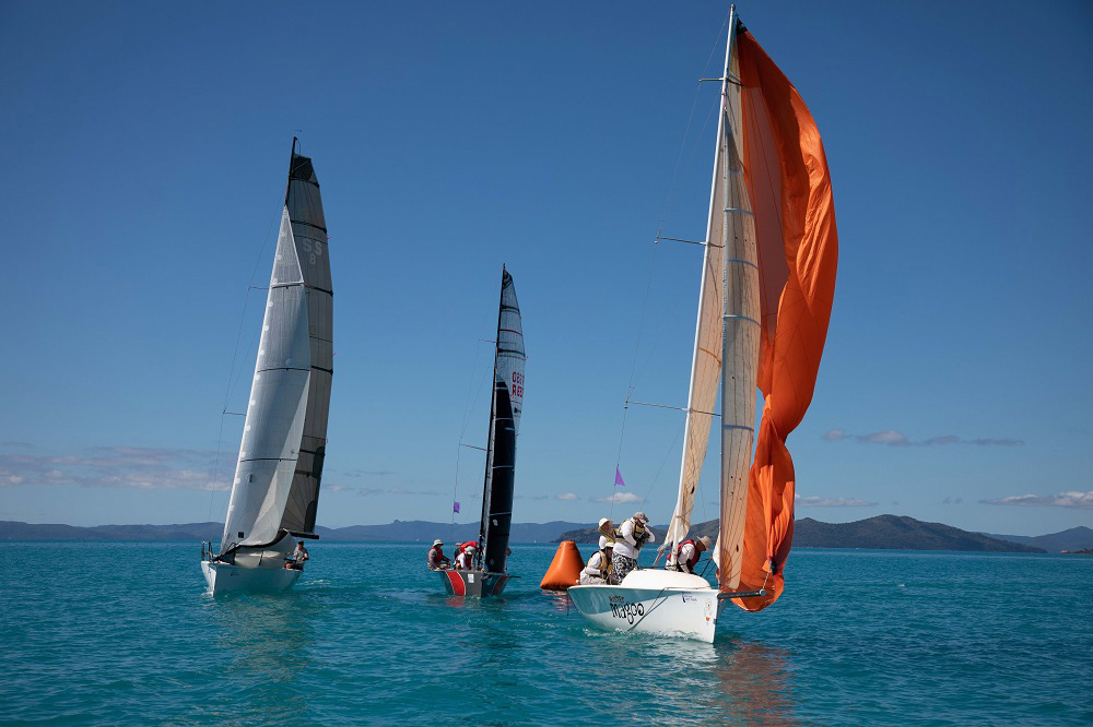Airlie Beach Race Week Top Gear, The Stig and Mister Magoo struggling in little breeze - Shirley Wodson pic, ABRW 2020