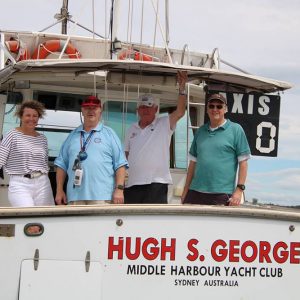 Farr 40s start boat Hugh S. George
