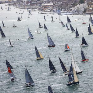 The 49th Rolex Fastnet Race fleet set off from the Royal Yacht Squadron, Cowes, England at the start of the 695 nm race