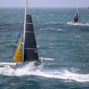 The trimarans are the fastest yachts in the 337 boat fleet