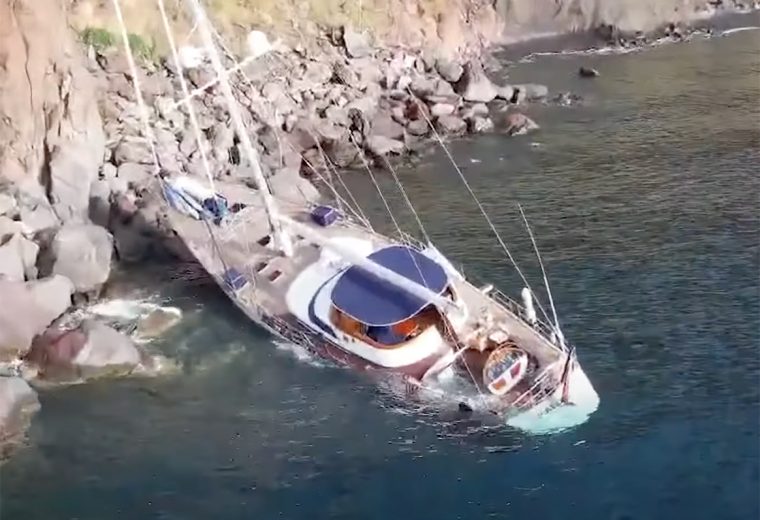 Malizia former yacht of Prince Rainier of Monaco shipwrecked