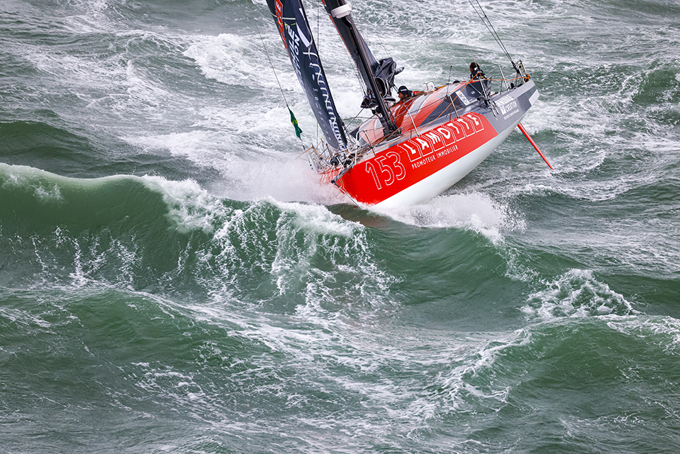 The Class 40s raced in their own division at the 2021 Rolex Fastnet Race.    Lamotte - Module Création, Sail n: FRA153, Owner: Luke Berry, Boat Type: Class40, Division: Class40