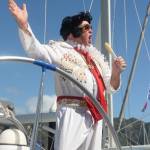 Elvis has left the building and is singing at Magnetic Island (Elvis impersonator, Steve Lyneham on board POPPY) - Scott Radford Chisholm pic - SMIRW.jpg