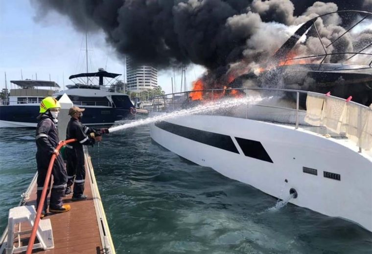 Yacht gutted by fire at Thai marina