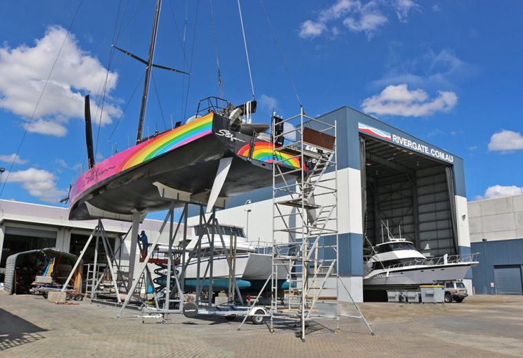 Race yachts prepare at Rivergate