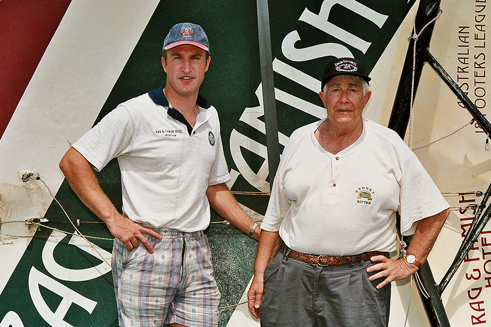 George Calligeros and skipper David Gibson in the late 1990s