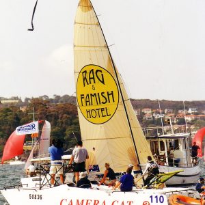 Rag & Famish Hotel team receives the blue ribbon for winning the 2001 Giltinan World Championship