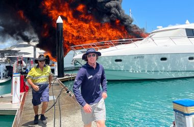 Luxury yacht destroyed by fire in Queensland marina