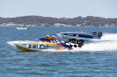 Hot racing for Superboats  in hot sun at Lake Macquarie