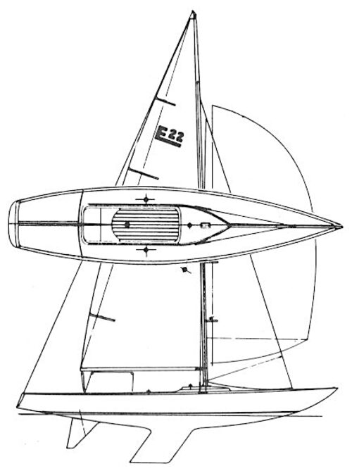 Original design drawing of the Etchells E22 keelboat